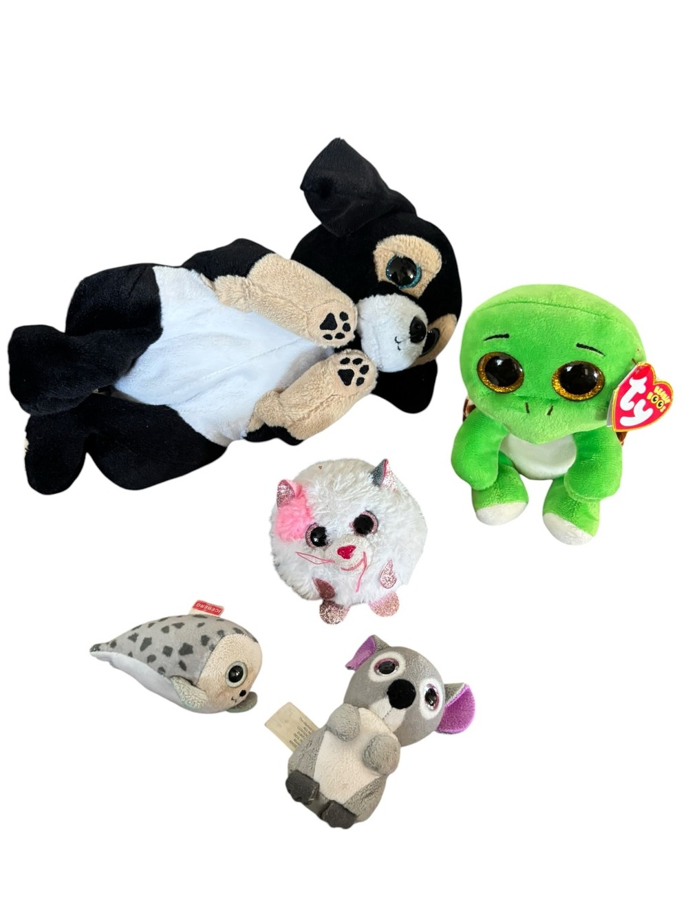 Ty Plush Bundle -Dog, Frog, Seal, Koala, Cat
